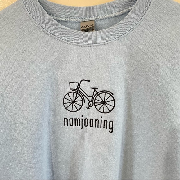 Purple Noona BTS Namjooning Embroidered Sweatshirt in Light Blue (Size: S) - Picture 3 of 3